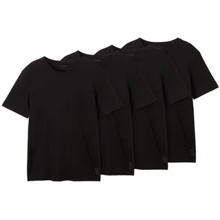 T-Shirt TOM TAILOR, Herren, Gr. XL, schwarz, Single Jersey, Obermaterial: 100% Baumwolle, unifarben, regular fit taillenbedeckt, Rundhals, gerader Abschluss, Shirts T-Shirt, 4er pack, mit Rundhals