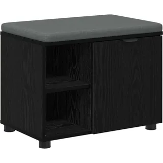 Flurbank mit Kissen mit Regal Schwarze Eiche 60 x 38 x 46 cm - Schwarz
