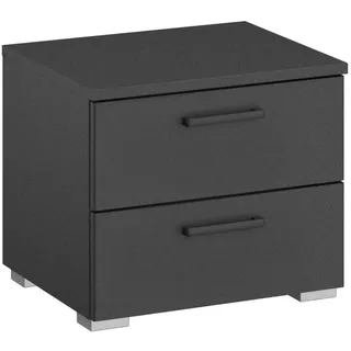 Rauch Möbel Florenz Nachttisch Nachtkommode, Grau metallic, Schwarz, 2 Schubladen, BxHxT 40x36x40 cm
