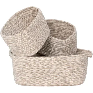 Korbset , Beige , Textil , 3-teilig , oval , Ordnen & Aufbewahren, Körbe, Dekokörbe