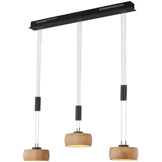 Led-Hängeleuchte , Schwarz , Holz, Metall , Eiche , 20x150x100 cm , Lampen & Leuchten, Innenbeleuchtung, Hängeleuchten, Pendelleuchten