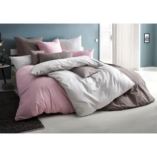 Bettwäsche OTTO HOME "Melli", rosa (altrosa, meliert), B/L: 135cm x 200cm, 1 Stk., 1 Stk., Biber (135g/m2), B/L: 80cm x 40cm, 2, Biber (135g/m2), Obermaterial: 100% Baumwolle, Bettwäsche, Bettwäsche, Bettwäsche aus Baumwolle, Leinen-Look in Melange-Optik