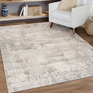 Mazovia Teppich Beige Modern Abstrakt - Wohnzimmer, Schlafzimmer, Esszimmer, Büro, Kurzflor Rechteckig - ® Zertifikat, Braun - 140 x 200 cm - Beige