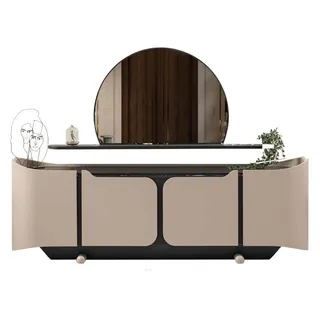 Sideboard Anrichte Kommode mit Spiegel Schrank Holz Beige Modern Set - Beige