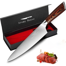 Aroma House Kochmesser profi Messer - Küchenmesser Fleischmesser scharf 8 Zoll Chefmesser, Deutschem Edelstahl Ergonomischem Griff mit Geschenkbox für Küche und Restaurant