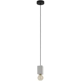 EGLO Pendelleuchte Prestwick 3, 1 flammige Hängelampe, industrial, Hängeleuchte aus Beton in Grau und Metall in Schwarz, Esstischlampe, Wohnzimmerlampe hängend mit E27 Fassung