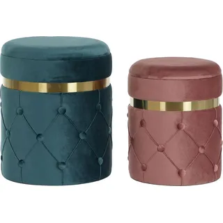 Fußhocker DKD Home Decor 36 x 36 x 44 cm Polyester Samt Holz MDF - Grün