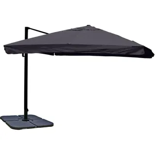 MCW Ampelschirm A96 3,5x3,5m Alu Flap Anthrazit mit Ständer Drehbar