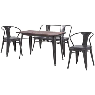 MCW Esszimmer-Set Grau 4er-Set , Metall , 120x115x60 cm , Esszimmer, Bänke, Tischgruppen & Eckbankgruppen