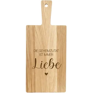 Hochzeitsgeschenk Holzbrett mit Gravur – Die geheime Zutat ist Immer Liebe – Servierbrett aus Eiche mit Henkel – Geschenk zur Hochzeit für Brautpaar – Dekobrett & Frühstücksbrett