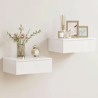 Homcom Nachtschrank hängend 2er Set 40 x 30 x 14 cm Weiß