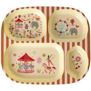 Rice Melamin Kinderteller mit 4er Einteilung - pink - Fun Fair Print