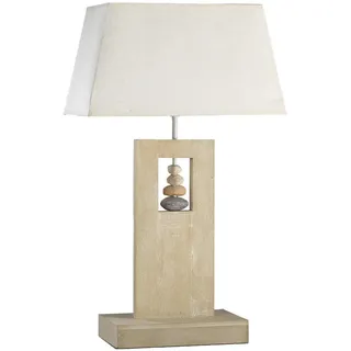 Tischleuchte , Beige , Holz, Textil , 23x75x45 cm , Lampen & Leuchten, Innenbeleuchtung, Tischlampen, Tischlampen