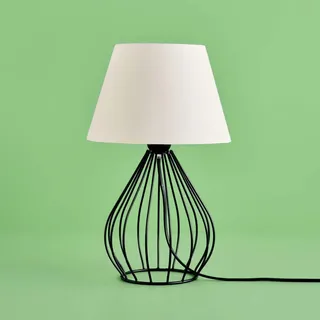 Opviq, AYD-3426, Tischlampe, 100 % Stoff, Weiß, 22 x 22 x 37 cm - Weiß, Schwarz