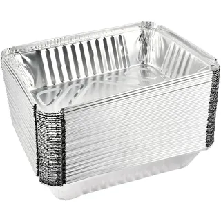 POUMUE 50 Grillschalen Aluminium 22x15x5,5cm, Grill Aluschalen Aluminium Tropfschalen, Alu Schale Grillen, Einweg-Grillschale Tropfschalen Backen, Braten, Kochen Weber Barbecue Zubehör