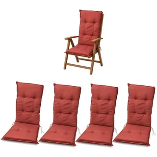 BURI 4x Hochlehner Auflagen Sitzkissen Polster Sessel Gartenstuhlauflagen Rot