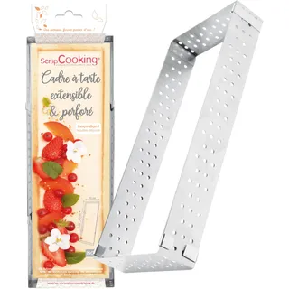 ScrapCooking 1917 Backrahmen, rechteckig, ausziehbar & perforiert, aus Edelstahl, rechteckig, Länge verstellbar von 22 bis 42 cm, einheitliches Backzubehör für Gebäck, Dessert-1917