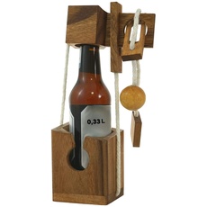 LOGOPLAY Mini Flaschen-Tresor extra für kleine Flaschen - Flaschen-Safe - Flaschen-Puzzle - Denkspiel - Knobelspiel - Geduldspiel - Logikspiel aus edlem Holz in kleinformatiger Ausführung