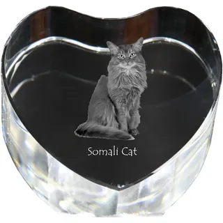 Somali-Katze - Kristalluhr mit Katzenbild, Herzregal-Uhr, personalisierte Standuhr von Art-Dog.