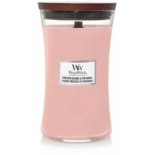 Woodwick Pressed Blooms & Patchouli Duftkerze 609 g rosa