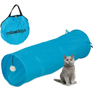 Relaxdays Katzentunnel 90 cm Blau