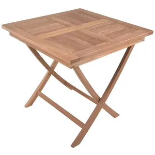 Gardenson Gartenklapptisch , Braun , Holz , Teakholz , Hartholz , quadratisch , eckig, X-Form , 80x75.5x80 cm , gastro- und objekttauglich, klappbar, UV-beständig, wetterfest, platzsparend , Holzmöbel, Holztische, Klapptische Holz
