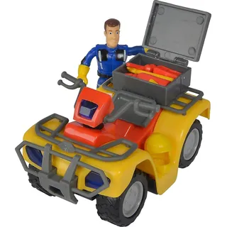 Simba Toys – Feuerwehrmann Sam Mercury‐Quad mit Sam Figur und Zubehör – Spielzeug‐Quad mit Box, Feuerlöscher, Verbandskasten und Axt – für Kinder ab 3 Jahren – offizielles Feuerwehrmann Sam Produkt