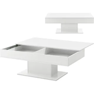 Couchtisch 'Lünen' mit 2 Staufächern 40 x 110 x 60 cm Weiß Hochglanz - Weiß