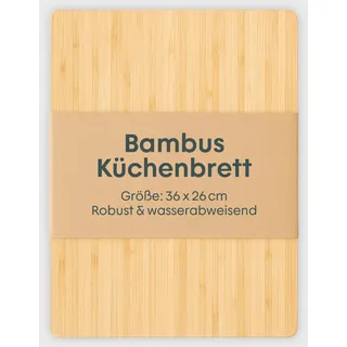 BOXIO - Board: Premium Schneidebrett aus Bambus, 36 x 26 cm groß passt perfekt als Holzdeckel für Wash & Toilet - Großes Küchenbrett, Schneidebrett Holz, Holzbrett Küche, Bambus Frühstücksbrettchen