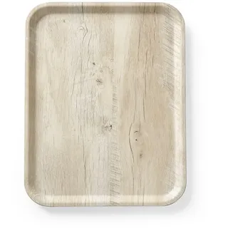 HENDI Serviertablett, AmberBox, Schock- und bruchfest, flachem Rand, Gastro Tablett, Tablett, 330x430mm, Melamin, Holz hell