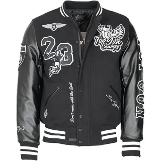 Collegejacke TOP GUN "College Jacke TG23004", Herren, Gr. M, schwarz, Obermaterial: 100% Polyester COOLMAX PES(Coolmax). Futter: 100% Baumwolle CO., Jacken Collegejacke