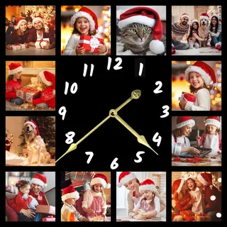 S&H&OU Benutzerdefinierte Wanduhr, Fotowanduhren für Wohnzimmerdekoration mit Foto, leise Wanduhr für Kinder, Personalisierte Fotowanduhr zum Aufhängen von Geburtstagsfotos(40cm)