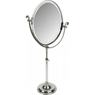 Casa Padrino Luxus Tischspiegel Schminkspiegel vernickelt Silber, höhenverstellbar 40 x H. 85 - 110 cm - Silber