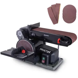 Band- und Tellerschleifer PX-BTS-370 Practixx - Schleifmaschine für Holz | 370W | Ø150mm Schleifteller | Bandlänge 100x915mm | inkl. 6-tlg Schleifset