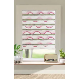 my home Doppelrollo »Welle« Lichtschutz Sichtschutz   Verdunkelung ohne Bohren freihängend Fixmaß, Klemmfix-Duo-Rollo, Doppelrollo "Welle", Klemmträger, rosa
