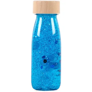 Petit Boum – Float Sensory Bottle in Blau EIN Mikrokosmos in jeder Flasche Entdecken, zuhören und Lernen Sinnesstimulation Sensorische Flaschen für Kinder