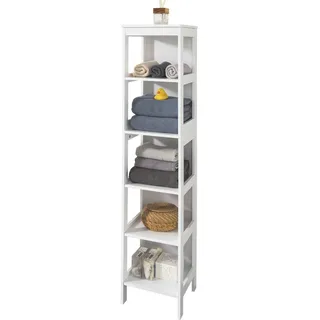 SoBuy Badregal mit 5 Ablagen Bad-Hochschrank Standregal Küchenregal Aufbewahrungsregal weiß BHT ca: 30x139x30cm BZR14-W - Weiß