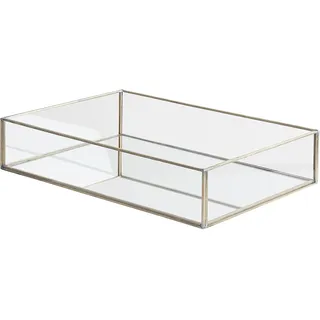 Beliani Dekotablett Transparent/Silber Glas/Metall Spiegeleffekt Rechteckig Elegant