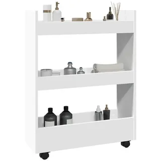 vidaXL Aufbewahrungswagen Schmal 3 Etagen Weiß Holzwerkstoff
