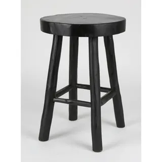 Buri Hocker aus Teakholz 30x45cm schwarz Holzhocker zum sitzen Blumenhocker massiv