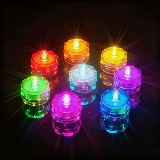 AMFUN Tauchbare LED-Lichter, 12 Stück Flammenlose LED Kerzen Teelichter, Wasserdichte Lichter kleines LED Dekolichter, Mini Unterwasser Licht für Aquarium Garten Hochzeitsfeier, Farblicht