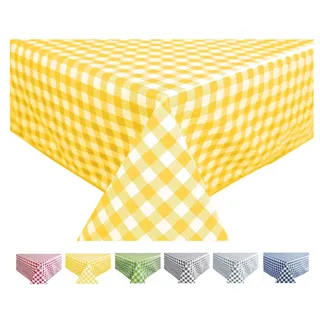 Wachstuch Tischdecke Abwaschbar Eckig 140 x 240 cm Kariert Karo Gelb