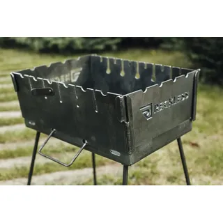 Reckless Faltbare Klappgrill Kleine Holzkohlegrill Outdoor Picknickgrill für Camping Grillparty Reisen, Grill-Koffer Set, Schaschlik, für 6 Spieße, Mangal (Мангал‎) 3 mm Stahl