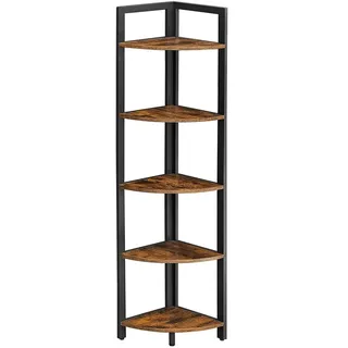VASAGLE Eckregal 30 x 30 x 150 cm Braun/Schwarz