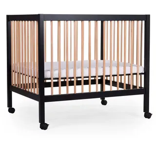 CHILDHOME, Laufstall, 3 Höhen, ab der Geburt, abnehmbare Räder, Bremssystem, Premium-Materialien, Buchenholz, Laufstall 97, 98 x 78, Schwarz/Natur