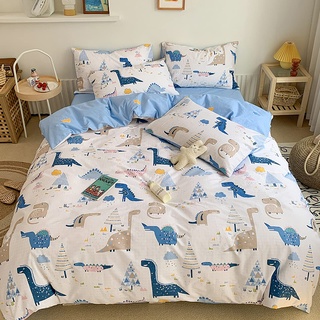 GETIYA Weiß Blau Bettwäsche 100x135 Kinder Bettwäsche Cartoon Dino Bettwäsche Mädchen Jungen 100% Baumwolle Bettwäsche Set Nette Baby Bettwäsche Dinosaurier Tiere Bettwäsche mit Reißverschluss