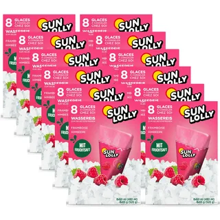 Sun Lolly Wassereis Himbeere 12 x 8 Stk | Mit Fruchtsaft | Zum Selbsteinfrieren | Ohne künstliche Aromen | Frei von Süßungsmittel | Laktosefrei | Glutenfrei | 12 x 480 ml