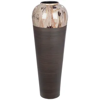 GILDE Bodenvase Tinnum aus Eisen - rund - glänzend-matt - braun - Höhe 70cm x Ø 25cm - Filzboden und wasserdicht