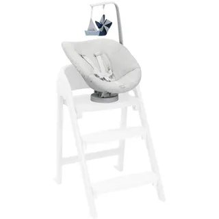Chicco Crescendo Hochstuhlwippe für Babys, zwei Liegepositionen, Polsterung aus Bio-Baumwolle, abnehmbar und waschmaschinenfest, mit Hängespielzeugstange, bis zu 9 kg, grau