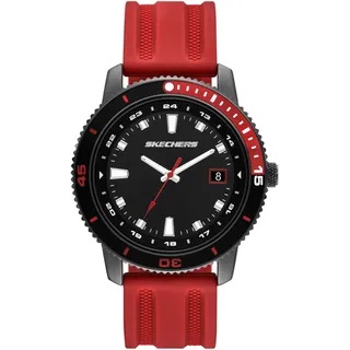 Skechers Quarzuhr »LACHMAN« Armbanduhr, Herrenuhr, Silikonarmband, analog, Tag, rot